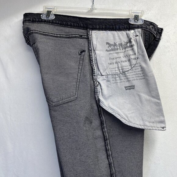 Levi's 505 Straight Leg Regular Fit Denim Jeans Men 30x32 Black Stretch Used - Picture 8 of 16